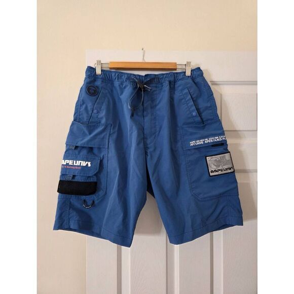 A BATHING APE WOVEN SHORTS Pants Blue L - Picture 1 of 11
